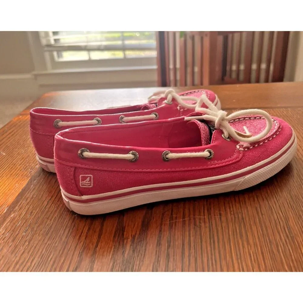 Sperry Top-Sider Biscayne Girls Size 2M Hot Pink Glitter Slip-On Boat Shoes